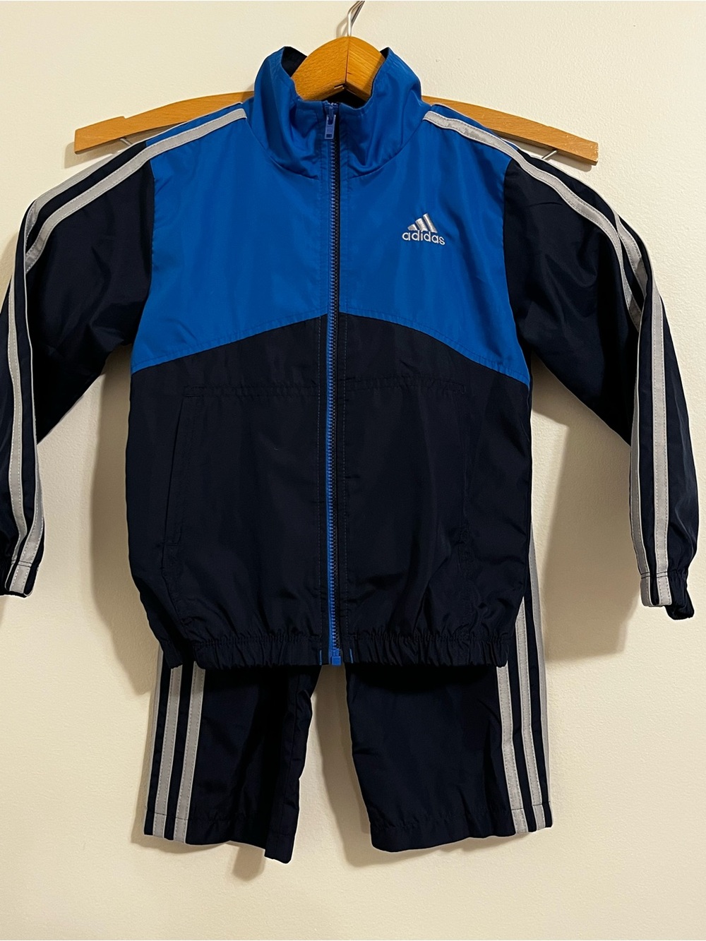 Adidas Track Suit Matching Set Navy Blue Full Zip Jacket Pants Toddler Boys 3T